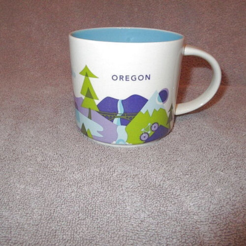 Starbucks Oregon Mug You Are Here Collection 2016 Horse Mountain Bike Forest EUC